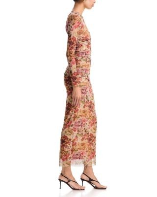 Aqua Mesh Long Sleeve Midi Dress - Exclusive