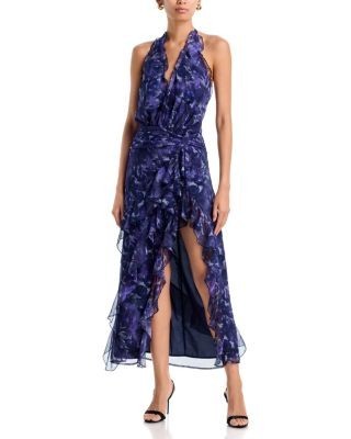 Aqua Floral Ruffle Maxi Dress - Exclusive