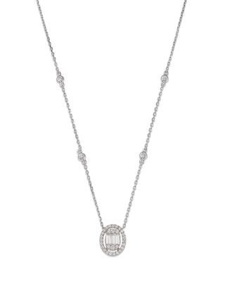 Bloomingdale's Fine Collection Diamond Halo Pendant Necklace in 18K White Gold, 0.50 tcw