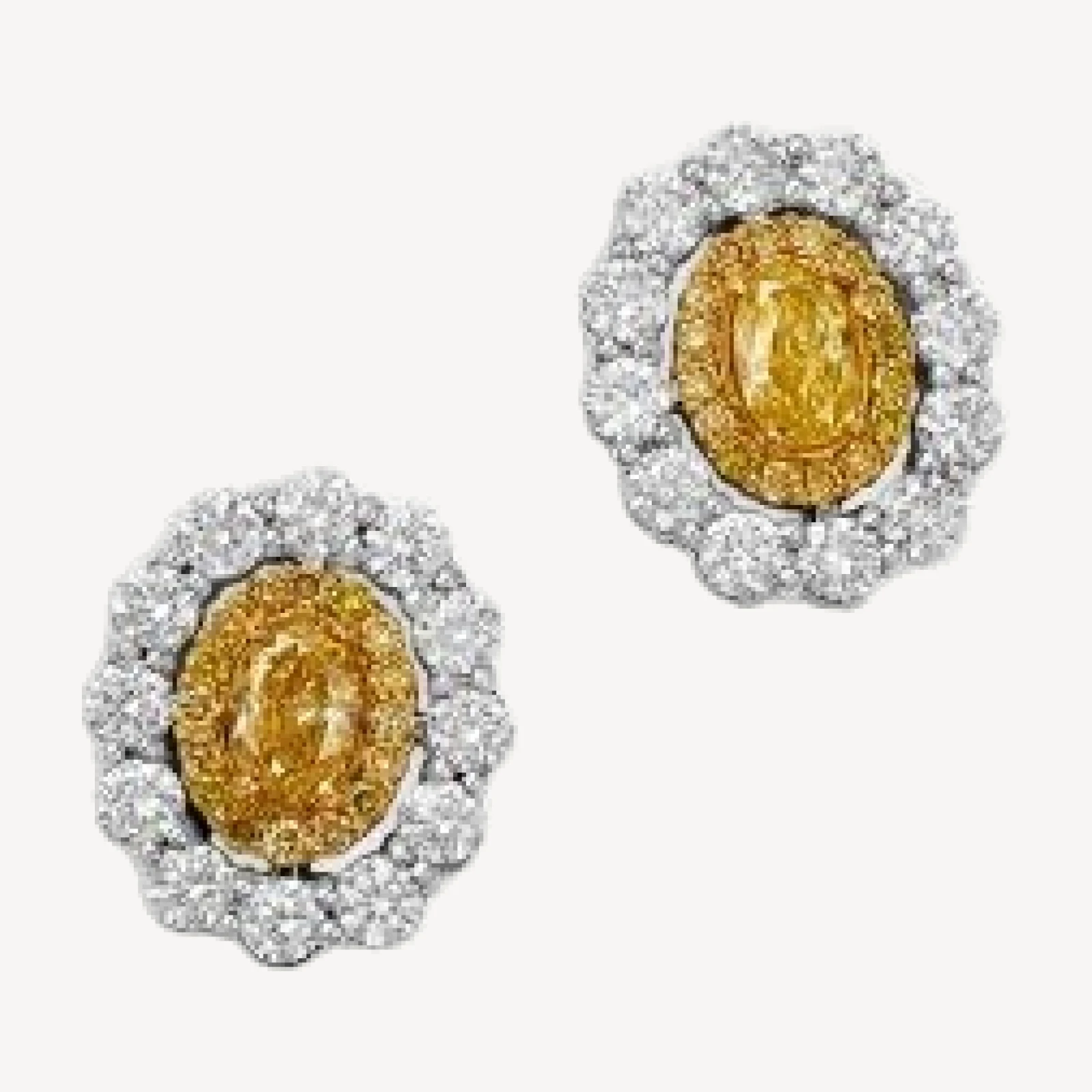 Bloomingdale's Fine Collection White & Yellow Diamond Halo Stud Earrings in 14K White & Yellow Gold, 1.66 tcw