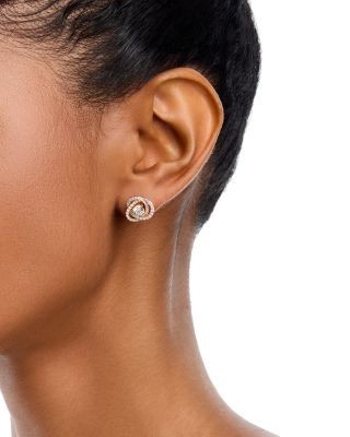Bloomingdale's Fine Collection Certified Diamond Love Knot Stud Earrings in 18K Yellow Gold, 0.82 tcw
