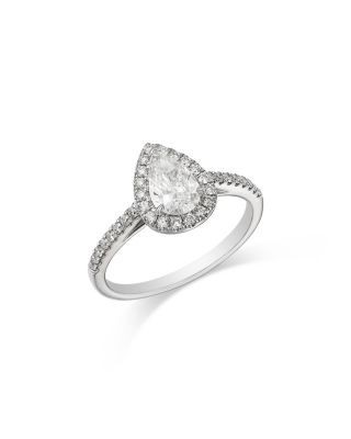 Bloomingdale's Fine Collection Certified Diamond Pear & Round Halo Ring in 18K White Gold, 0.88 tcw