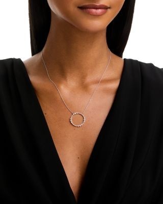 Bloomingdale's Fine Collection Diamond Circle Pendant Necklace in 18K White Gold, 0.8 tcw