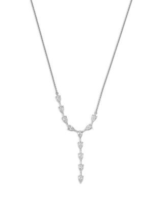 Bloomingdale's Fine Collection Diamond Pear Cut Lariat Necklace in 18K White Gold, 1.05 tcw