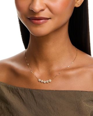 Bloomingdale's Fine Collection White & Yellow Diamond Halo Collar Necklace in 18K White & Yellow Gold, 1.0 tcw