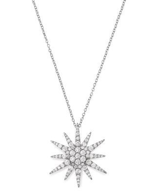 Bloomingdale's Fine Collection Diamond Starburst Pendant Necklace in 14K White Gold, 1.5 tcw