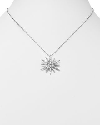 Bloomingdale's Fine Collection Diamond Starburst Pendant Necklace in 14K White Gold, 1.5 tcw