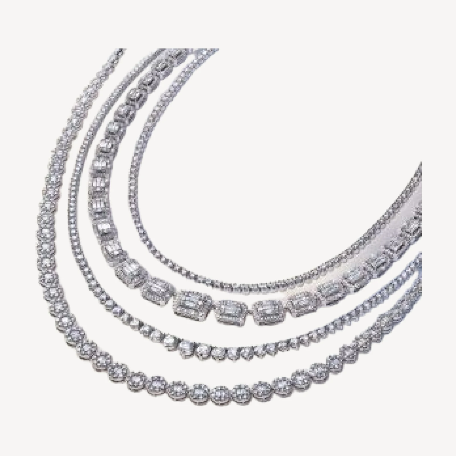 Bloomingdale's Fine Collection Diamond Round & Baguette Collar Necklace in 14K White Gold, 10.50 tcw