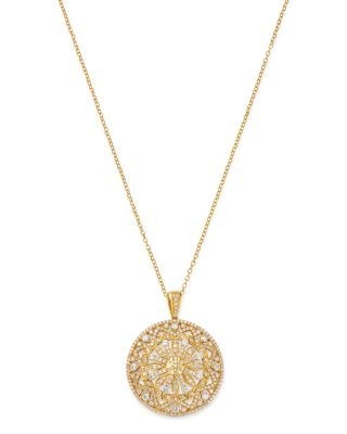 Bloomingdale's Fine Collection Diamond Medallion Pendant Necklace in 14K Yellow Gold, 1.50 tcw