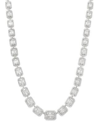Bloomingdale's Fine Collection Diamond Mosaic Statement Necklace in 14K White Gold, 10.0 tcw