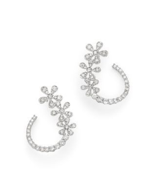 Bloomingdale's Fine Collection Diamond Flower Front-to-Back Earrings in 14K White Gold, 1.0 tcw