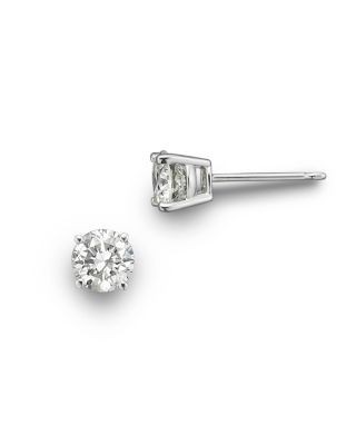 Colorless Certified Round Diamond Stud Earring in 18K White Gold, 0.30 ct. tw.