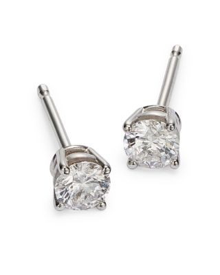Colorless Certified Round Diamond Stud Earring in 18K White Gold, 0.30 ct. tw.