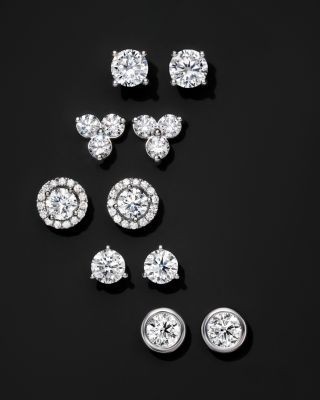 Certified Diamond Stud Earrings in 18K White Gold, 2.0 tcw