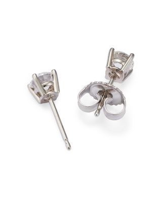 Colorless Certified Round Diamond Stud Earring in 18K White Gold, 0.75 tcw