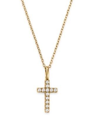 Bloomingdale's Fine Collection Diamond Cross Pendant Necklace in 14K Yellow Gold, 0.08 tcw