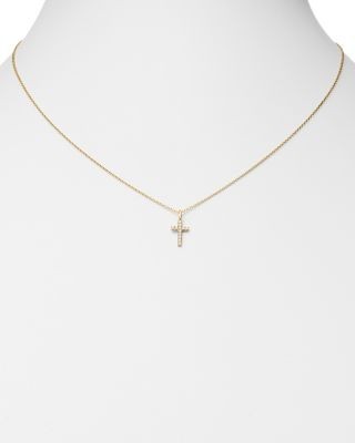 Bloomingdale's Fine Collection Diamond Cross Pendant Necklace in 14K Yellow Gold, 0.08 tcw