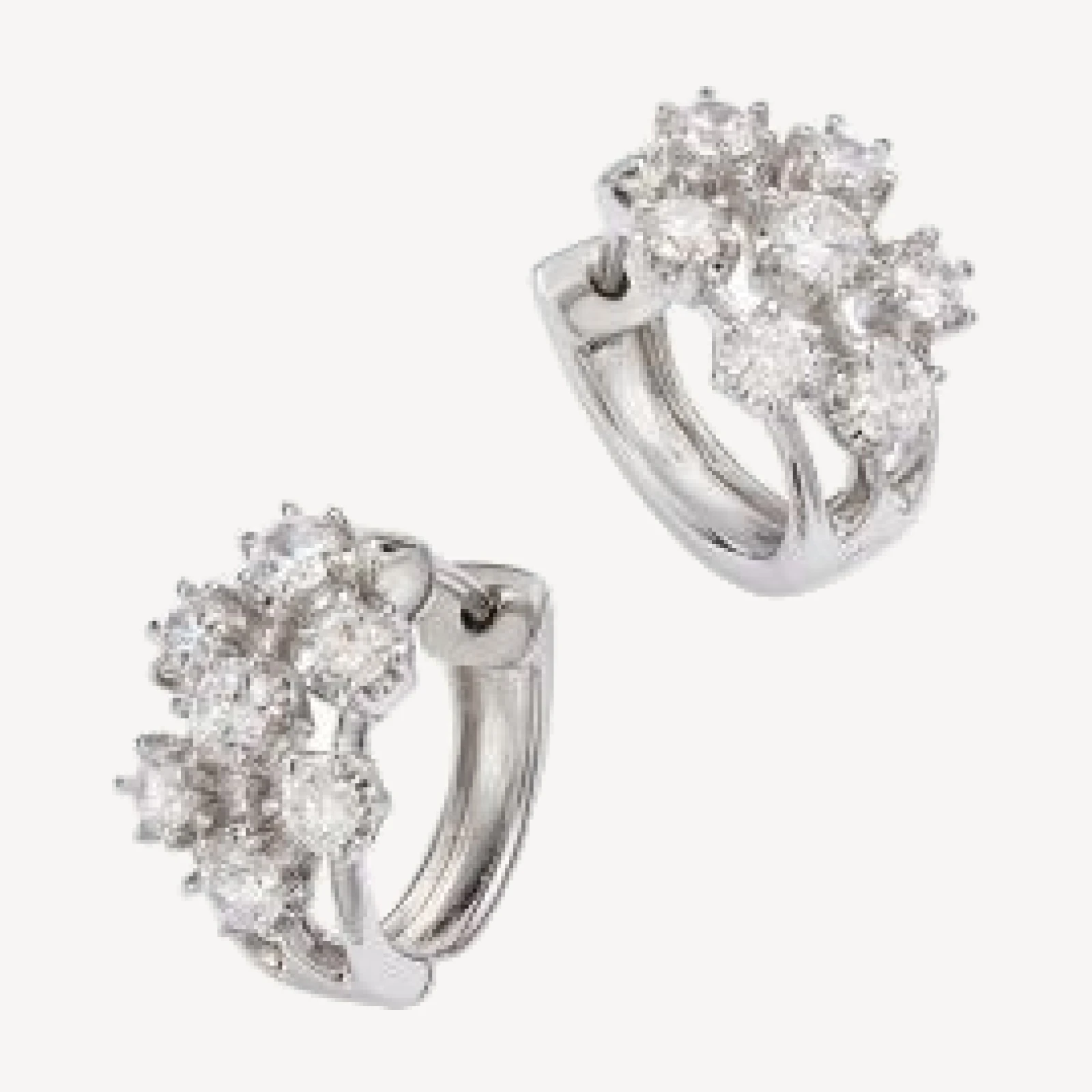 Bloomingdale's Fine Collection Diamond Cluster Hoop Earrings in 14K White Gold, 1.00 tcw