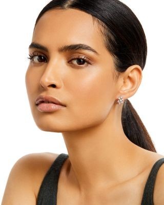 Bloomingdale's Fine Collection Diamond Cluster Hoop Earrings in 14K White Gold, 1.00 tcw