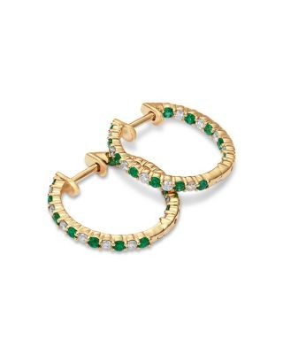 Bloomingdale's Fine Collection Gemstone & Diamond Inside-Out Hoop Earrings in 14K Gold