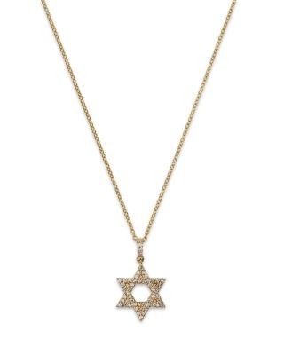 Bloomingdale's Diamond Star of David Pendant Necklace in 14K Yellow Gold, 0.25 tcw