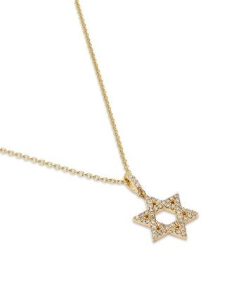 Bloomingdale's Diamond Star of David Pendant Necklace in 14K Yellow Gold, 0.25 tcw