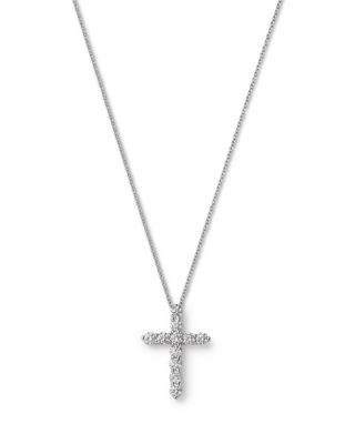 Bloomingdale's Fine Collection Diamond Cross Pendant Necklace in 14K White Gold, 1.0 tcw