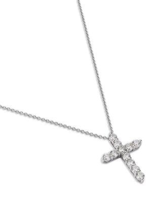 Bloomingdale's Fine Collection Diamond Cross Pendant Necklace in 14K White Gold, 1.0 tcw