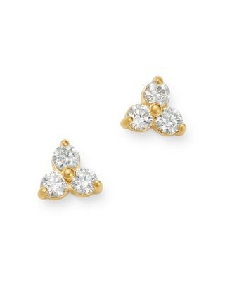 Bloomingdale's Fine Collection Diamond Three-Stone Stud Earrings in 14K Yellow Gold, 0.20 tcw