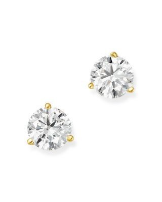 Bloomingdale's Fine Collection Certified Diamond Stud Earrings in 18K Yellow Gold Martini Setting, 1.50 tcw