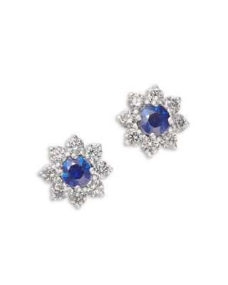 Bloomingdale's Fine Collection Gemstone & Diamond Classic Flower Cluster Stud Earrings in 14K Gold