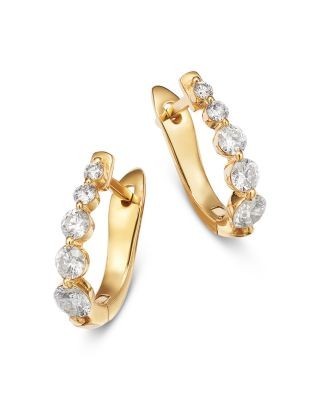 Bloomingdale's Fine Collection Diamond Tapered Huggie Hoop Earrings in 14K Yellow Gold, 0.5 tcw