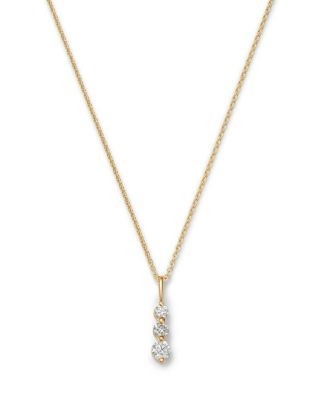 Bloomingdale's Fine Collection Diamond Three Stone Pendant Necklace in 14K Yellow Gold, 0.50 tcw