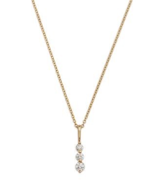 Bloomingdale's Fine Collection Diamond Three Stone Pendant Necklace in 14K Yellow Gold, 0.25 tcw