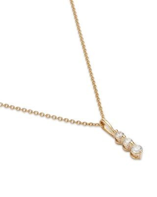 Bloomingdale's Fine Collection Diamond Three Stone Pendant Necklace in 14K Yellow Gold, 0.25 tcw