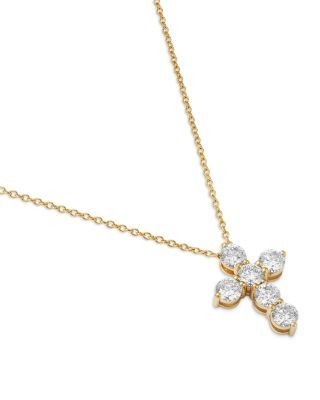 Bloomingdale's Fine Collection Diamond Cross Pendant Necklace in 14K Gold, 1.0 tcw