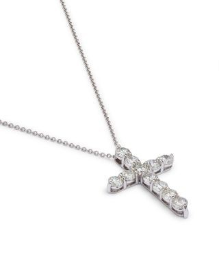 Bloomingdale's Fine Collection Diamond Cross Pendant Necklace in 14K White Gold, 1.75 tcw