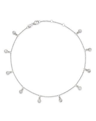 Bloomingdale's Fine Collection Diamond Bezel Droplet Ankle Bracelet in 14K White Gold, 0.50 tcw