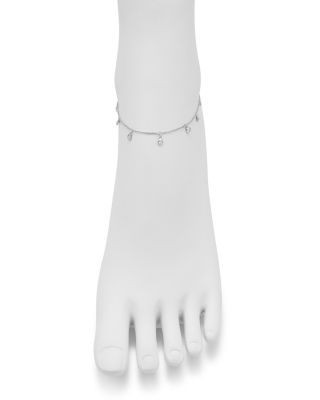 Bloomingdale's Fine Collection Diamond Bezel Droplet Ankle Bracelet in 14K White Gold, 0.50 tcw