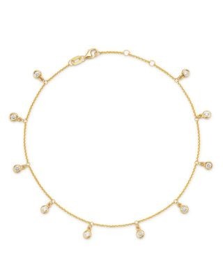 Bloomingdale's Fine Collection Diamond Bezel Droplet Ankle Bracelet in 14K Yellow Gold, 0.50 tcw