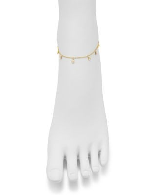 Bloomingdale's Fine Collection Diamond Bezel Droplet Ankle Bracelet in 14K Yellow Gold, 0.50 tcw