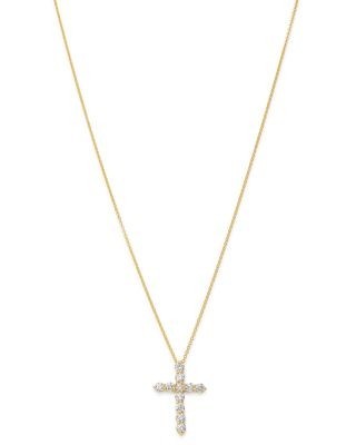 Bloomingdale's Fine Collection Diamond Cross Pendant Necklace in 14K Yellow Gold, 1.0 tcw