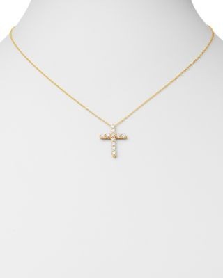 Bloomingdale's Fine Collection Diamond Cross Pendant Necklace in 14K Yellow Gold, 1.0 tcw