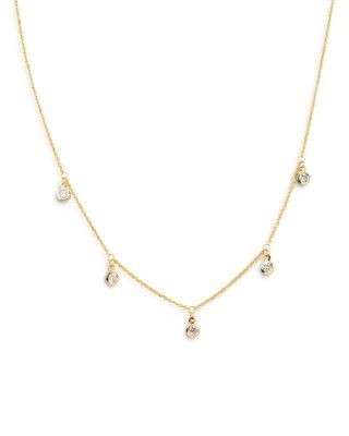 Bloomingdale's Fine Collection Diamond Droplet Station Necklace in 14K Yellow Gold, 0.30 tcw