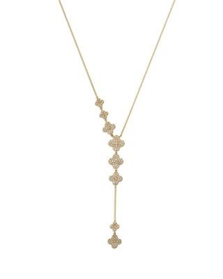 Bloomingdale's Fine Collection Pave Diamond Clover Y Necklace in 14K Yellow Gold, 0.85 tcw