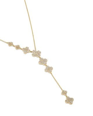 Bloomingdale's Fine Collection Pave Diamond Clover Y Necklace in 14K Yellow Gold, 0.85 tcw