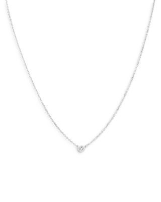 Bloomingdale's Fine Collection Diamond Bezel Solitare Necklace in 14K White Gold, 0.05 tcw - 100% Exlcusive