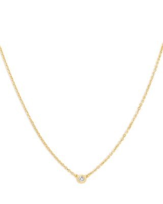 Bloomingdale's Fine Collection Diamond Bezel Solitare Necklace in 14K Yellow Gold, 0.05 tcw