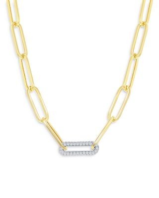 Bloomingdale's Fine Collection Diamond Paperclip Necklace in 14K White & Yellow Gold, 0.70 tcw