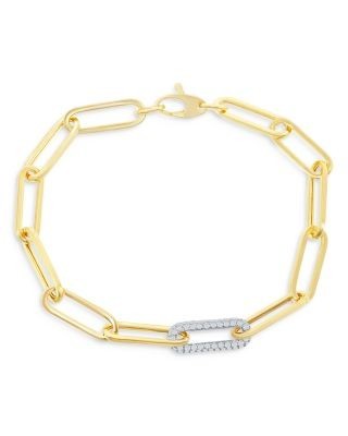 Bloomingdale's Fine Collection Diamond Paperclip Bracelet in 14K White & Yellow Gold, 0.70 tcw